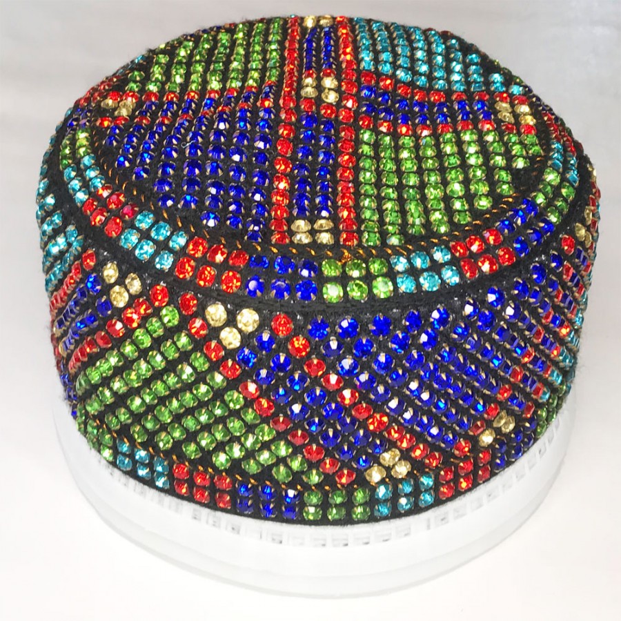 Multi Color Round Full Sindhi Nagina / Zircon Cap or Topi MKC-937